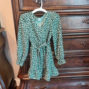 SHEIN Green Floral Kids Dress